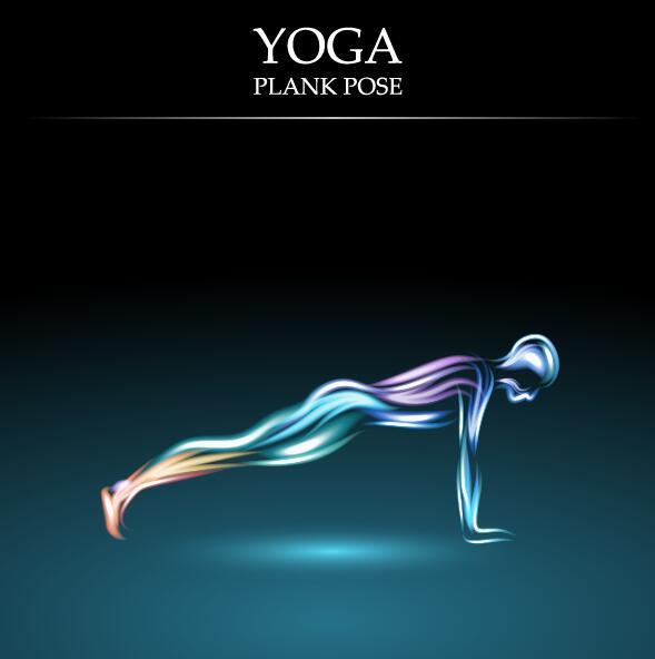 Yoga pose abstract design vector 05  