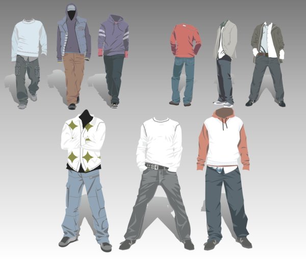 Men's Clothing design elements vector set  