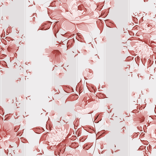 beautiful flowers with vintage seamless pattern vector 02  