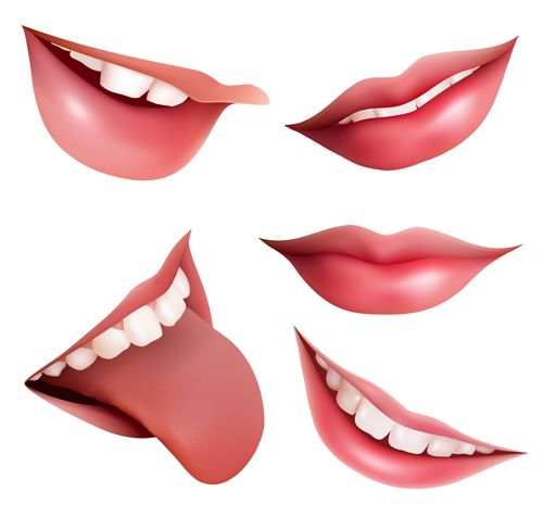 Lips design elements vector set  