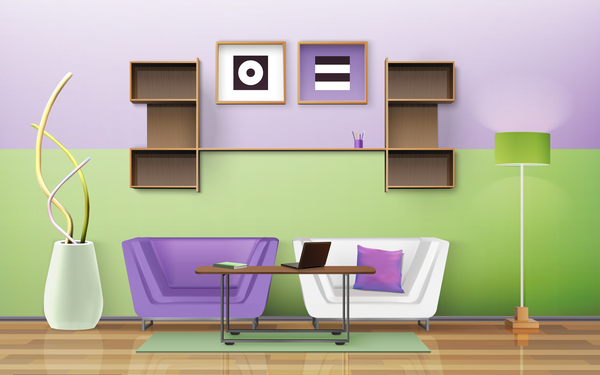 living room interior design vector 05  