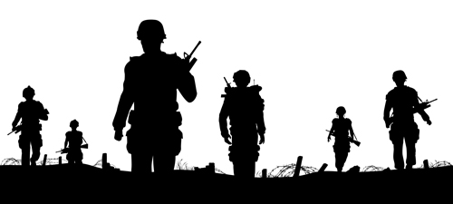soldiers silhouettes vector set 03  