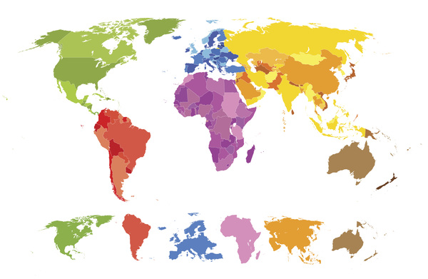 vecteur d'éléments colorés de carte du monde  