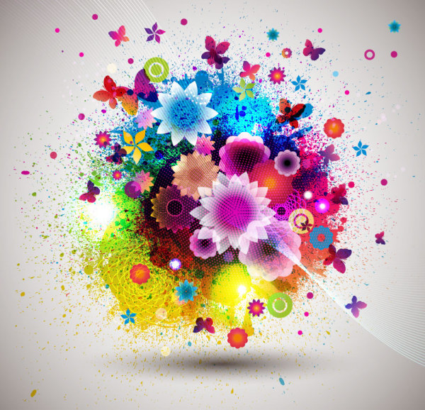 Abstract Flowers Creative vector 01  
