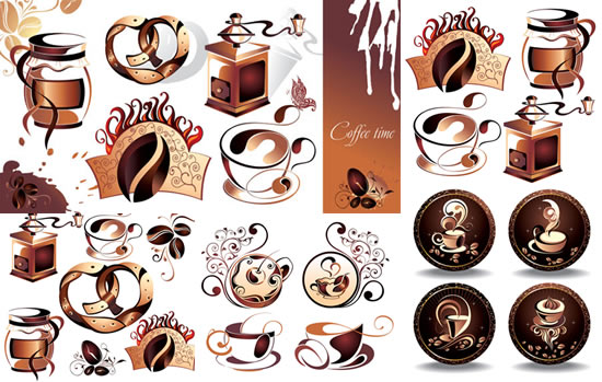 Retro coffee style vector set  