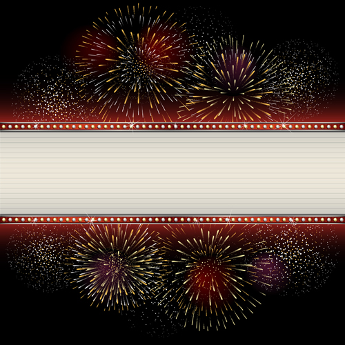 Set of holiday Fireworks design vector material 31  
