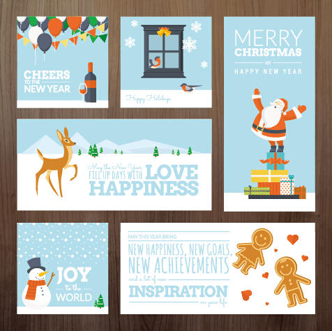 2015 xmas and new year greeting cards kit vector 03  
