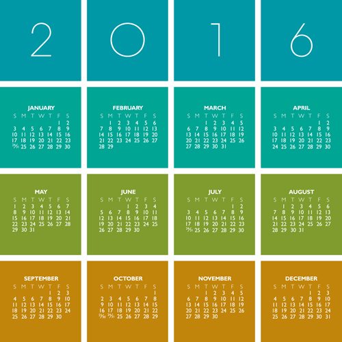 2016 Calendar boxes vector  