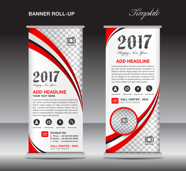 2017 Banner-Rollauflage Flyer stand Vorlage Vektor 09  
