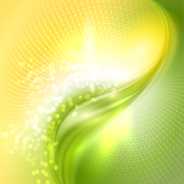 Abstract green wave and honeycomb background vector 03  