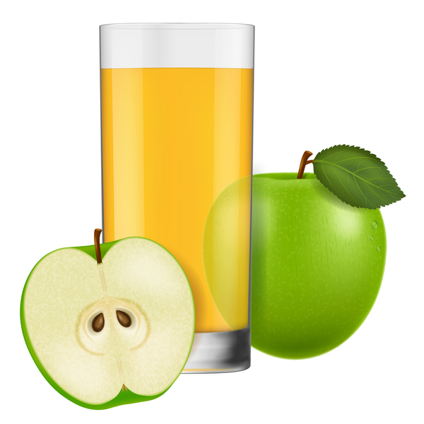 Apple juice with glass cup vectors 02  