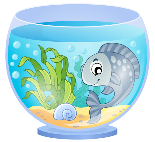 Aquarium with fish cartoon vector set 05  