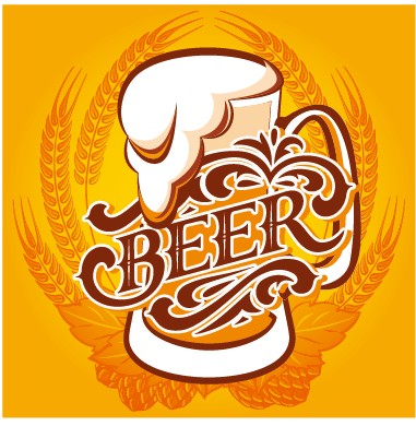 Yellow style beer menu cover design vector 02  
