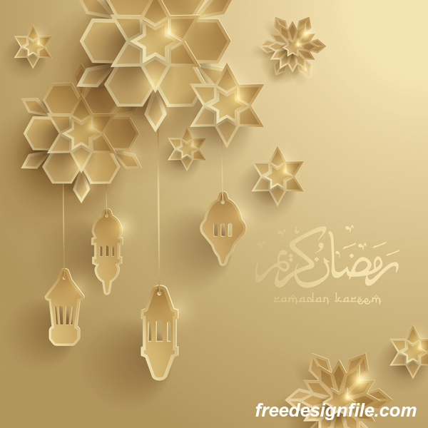 Fond de ramadan beige avec décor glantern vecteur 02  