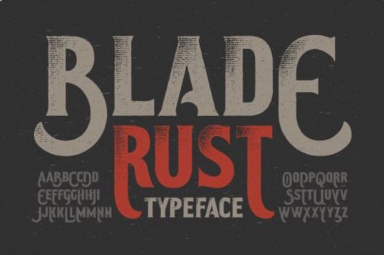 Blade roest lettertype vector  