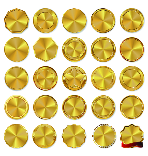 Blank gold badges vector material 01  