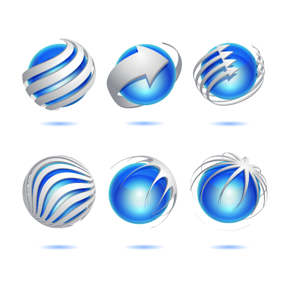 Blue spherical logos vectors  