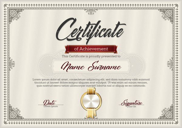 Certificate templete brown vector 01  