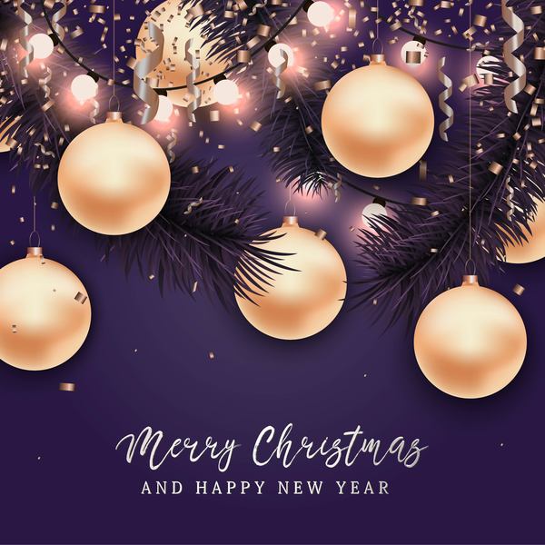 Christmas with 2018 ney year background and baubles vector 03  