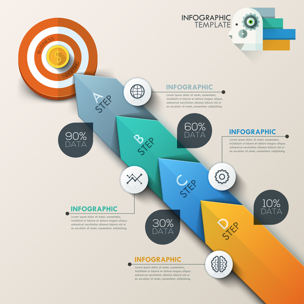 Circle wheel target infographic template vector  
