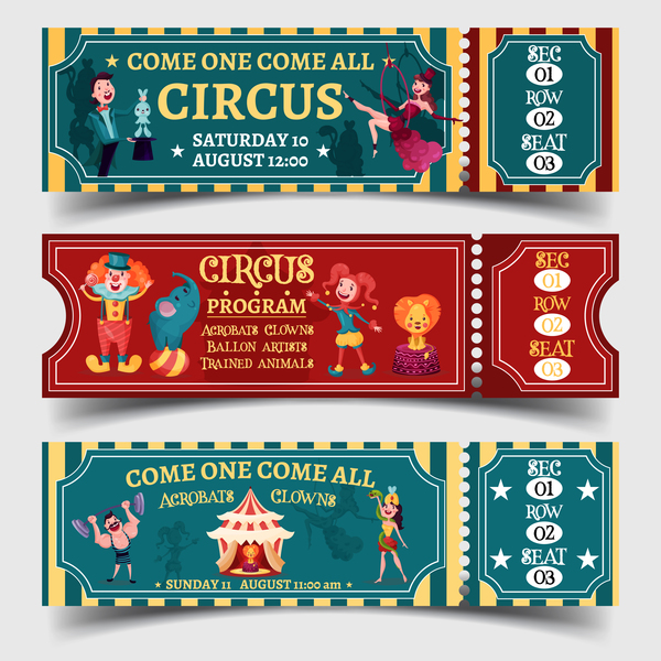 Circus tickets template vectors design 02  