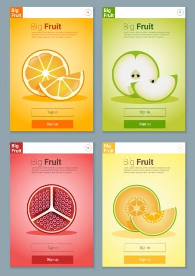 カラフルなフルーツアプリのインターフェイスデザインベクトル1  