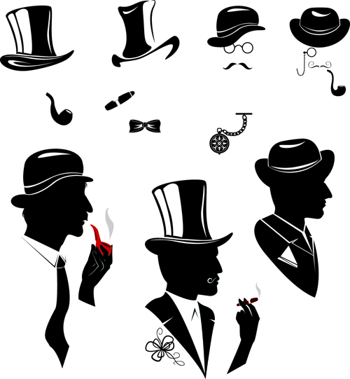 Creative man and woman silhouettes vector set 08  