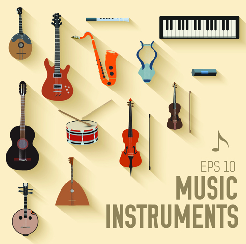 Creative music Instruments background vector graphics 02  