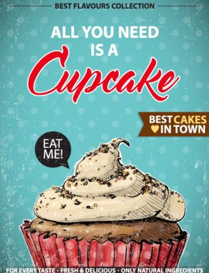 Cupcake vintage poster design vectors 23  