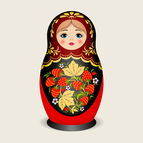 Cute russian doll design vectors 02  