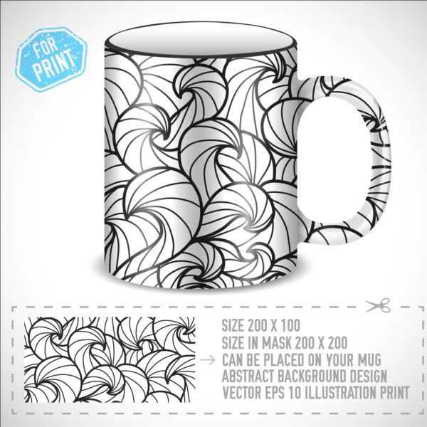 Decor floral with mug vector material 01  