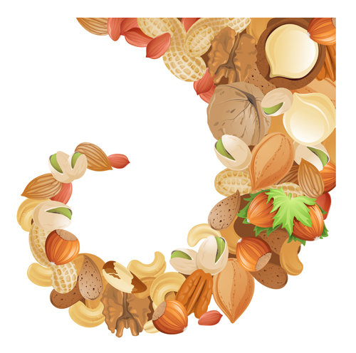 Different nuts vector background graphics 01  