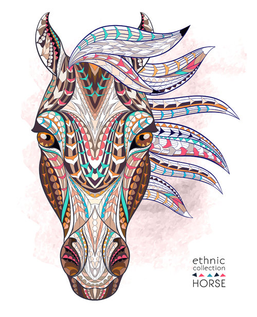 Ethnic pattern horse vector  