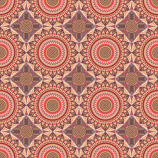 Ethnic styles floral cricles pattern seamless vector 02  