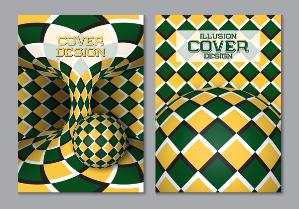 Dépliant et brochure couverture illusion design vector 08  