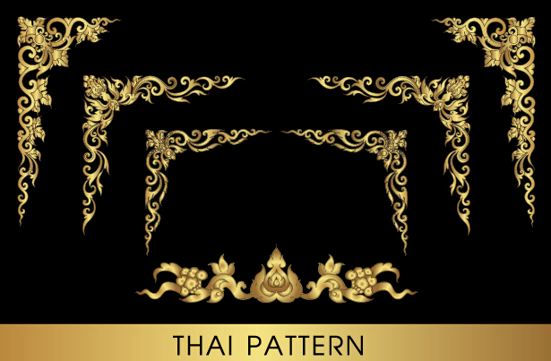 Golden thai ornaments art vector material 09  