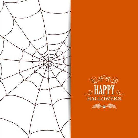 Счастливая открытка на Хэллоуин с вектором паутиной 04  