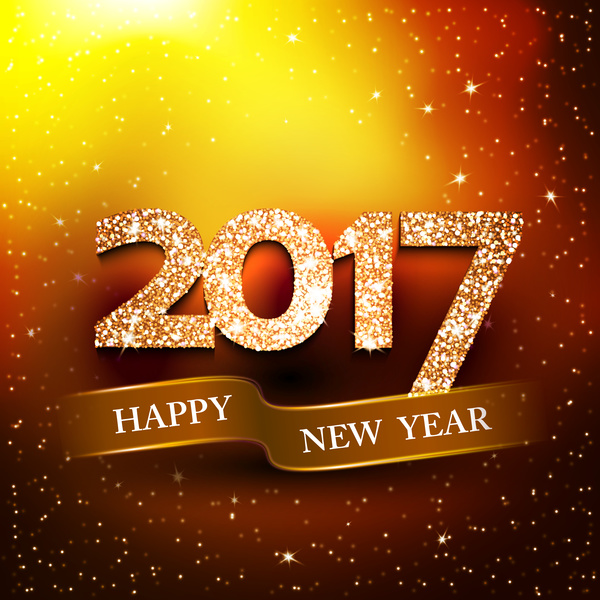 Happy new year banner with 2017 shiny background vector  