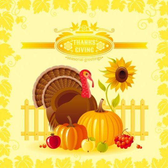 Happy thanksgiving day seasonal greetings cards vector 03  