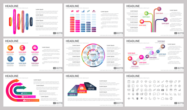 Riesige Sammlung von Business Infografik Vektoren 06  