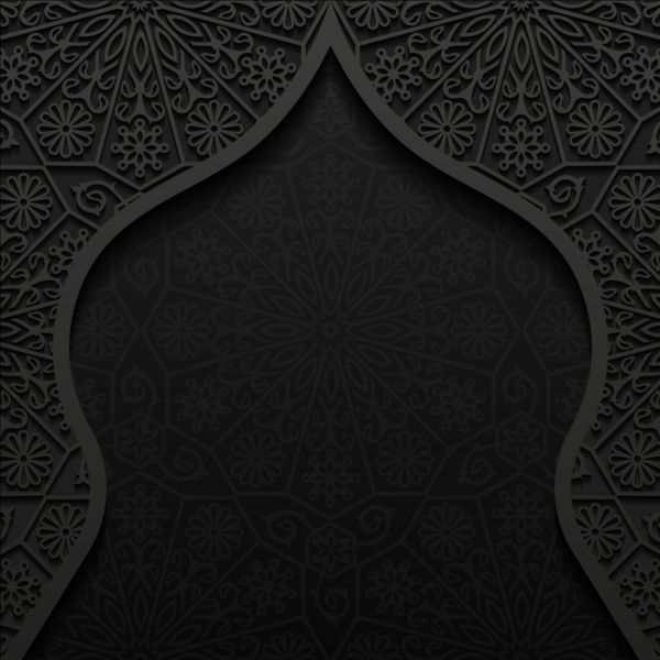 Islamic mosque with black background vector 08  
