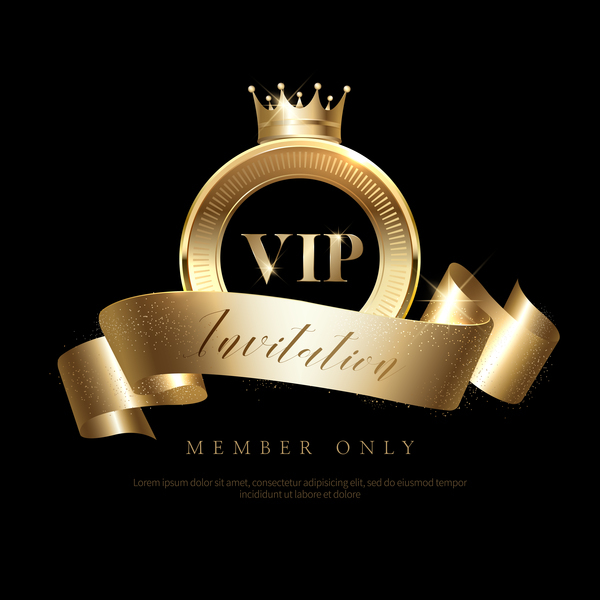 Luxury black with golden VIP invitation card vector 07  