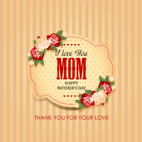 Mothers day vintage background vector 02  
