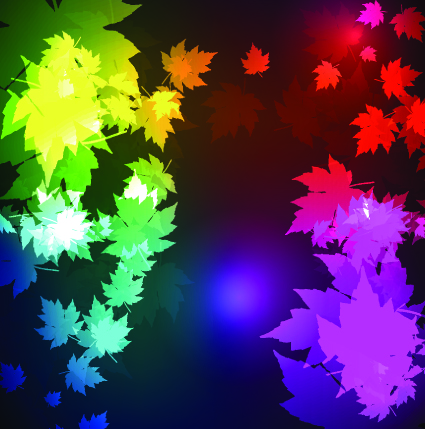Neon lights with maple leaves design vector 02  