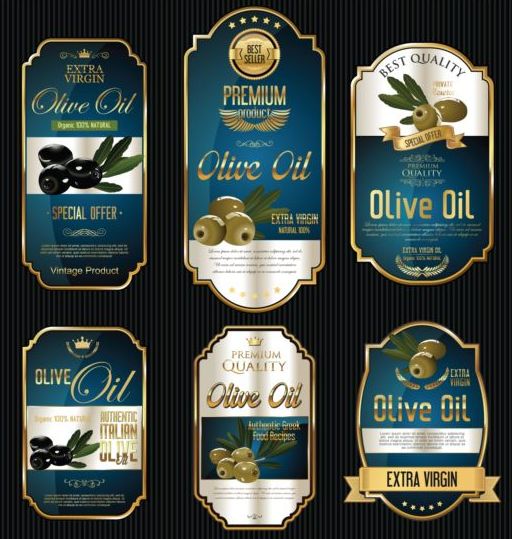 Olivenöl Retro-Kennzeichen Luxus-Vektor 01  