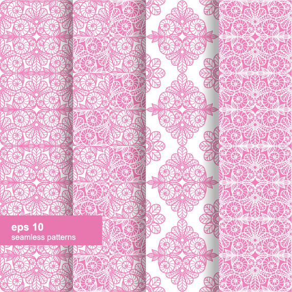 Ornaments floral pattern seamless set vector 06  