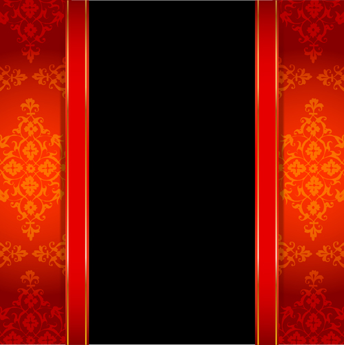 Ornate red with black background vectors 03  