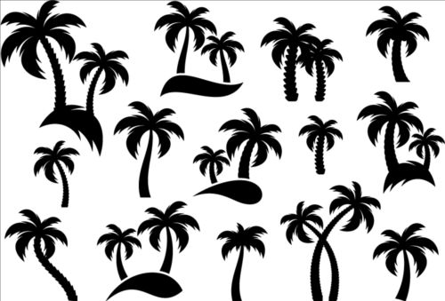 Palm tree silhouetter vector 03  