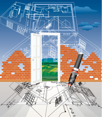 Set of Plans and construction project design vector material 05  