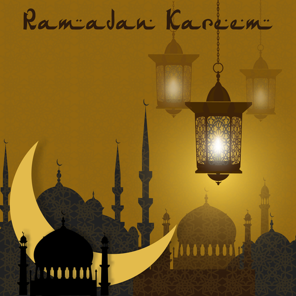 Ramadan Kareem Grußkartenvektoren stellten 01 ein  